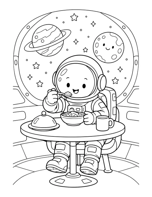 Astronaut Dinner Time coloring page