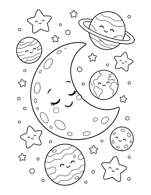 Sleepy Moon coloring page