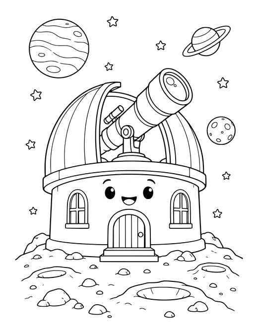 Telescope Observatory coloring page