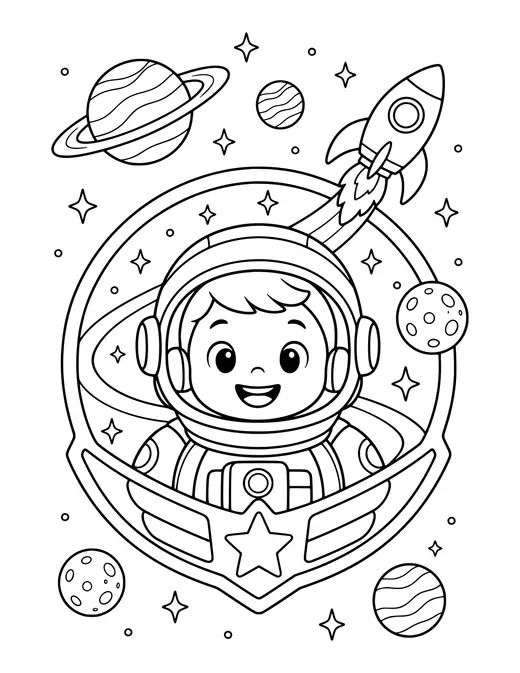 Space Explorer Badge coloring page
