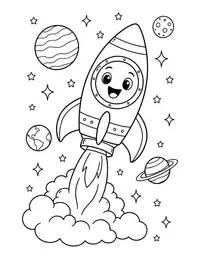 Rocket Blasting Off coloring page