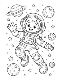 Astronaut Floating in Space coloring page
