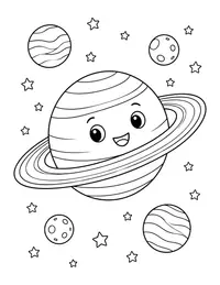 Saturn and Its Rings coloring page