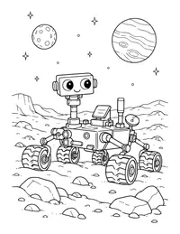 Mars Rover Exploring coloring page