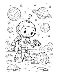 Robot Exploring a Planet coloring page