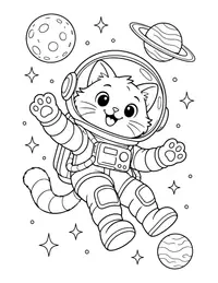 Astronaut Cat coloring page
