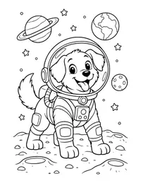 Space Dog in a Helmet coloring page