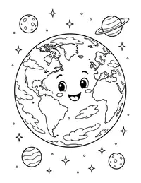 Planet Earth from Space coloring page