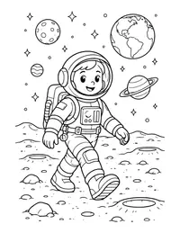 Astronaut on a Moonwalk coloring page