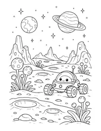 Alien Planet Landscape coloring page