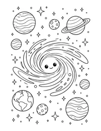 Black Hole and Stars coloring page