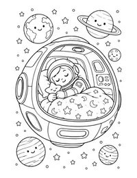 Astronaut Sleeping in a Pod coloring page