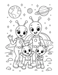 Alien Family coloring page