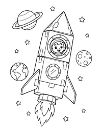 Rocket Built from Boxes coloring page