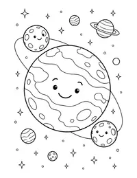 Planet with Two Moons coloring page