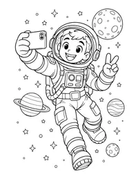 Astronaut Selfie coloring page