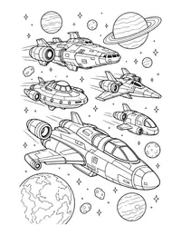 Starship Fleet coloring page