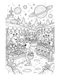 Alien Market coloring page