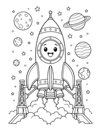 Rocket Countdown coloring page