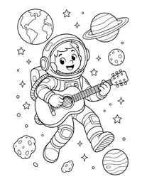 Astronaut Playing Guitar coloring page