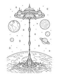 Space Elevator coloring page