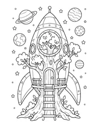 Rocket Shaped Treehouse coloring page