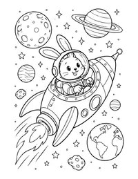 Space Bunny Rocket coloring page