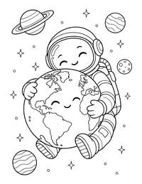 Astronaut Hugging Earth coloring page