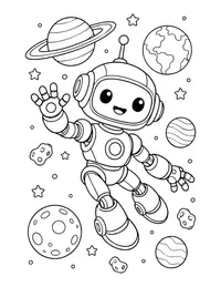 Orbiting Robot coloring page
