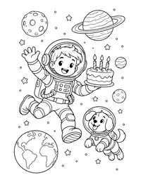 Astronaut Birthday coloring page