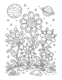 Alien Garden Flowers coloring page