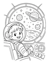 Rocket Ship Window View coloring page
