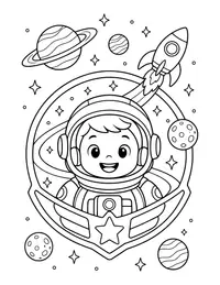 Space Explorer Badge coloring page