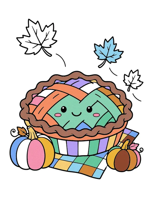 Apple Pie coloring page, colored in