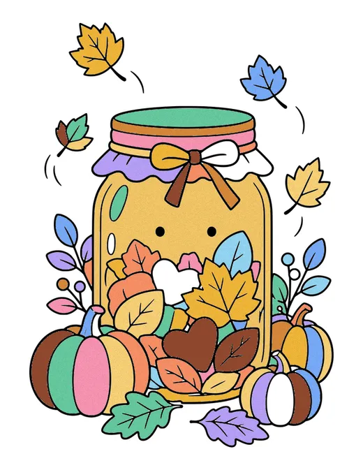 Gratitude Jar coloring page, colored in