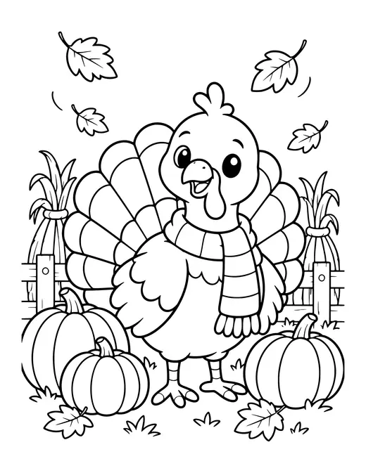 Turkey Wearing a Scarf coloring page