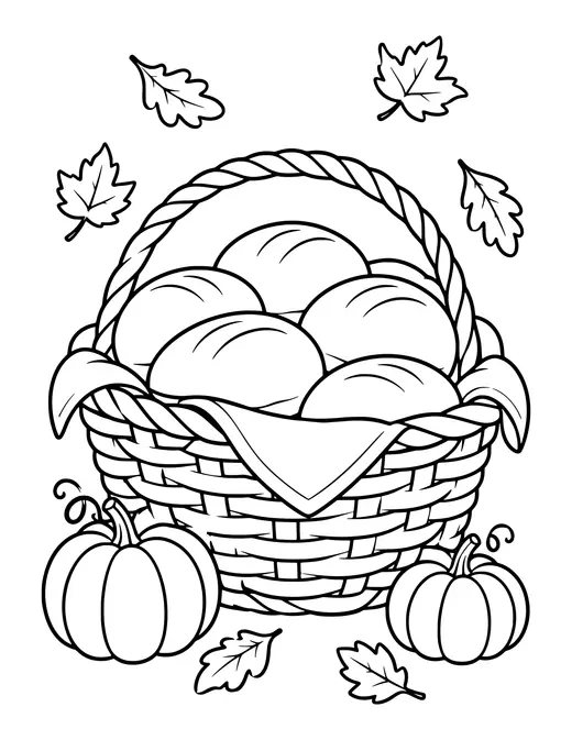 Dinner Rolls in a Basket coloring page