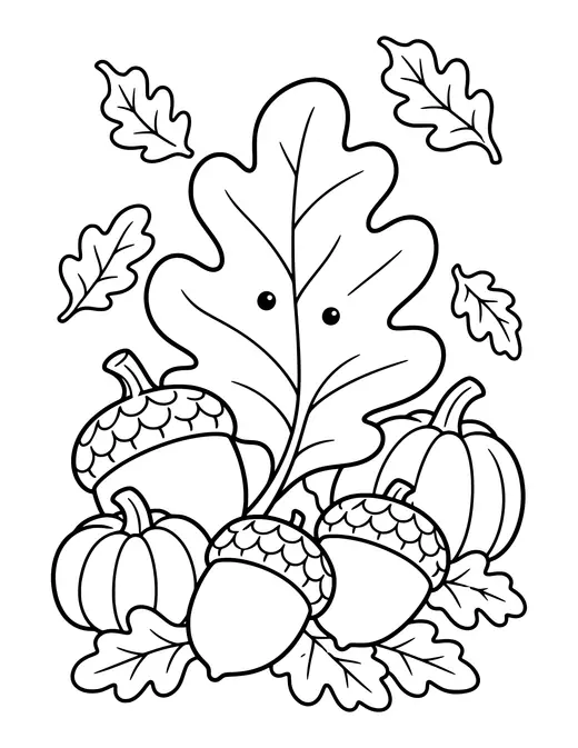 Oak Leaf and Acorns coloring page