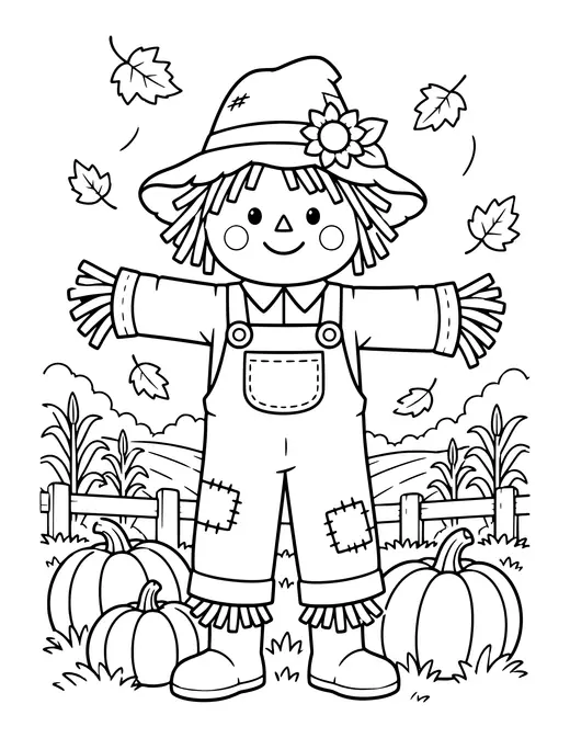 Scarecrow in a Field coloring page