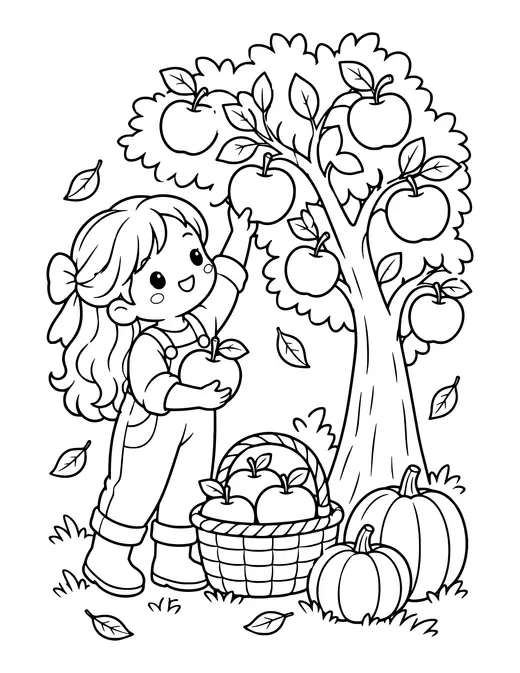 Apple Picking coloring page