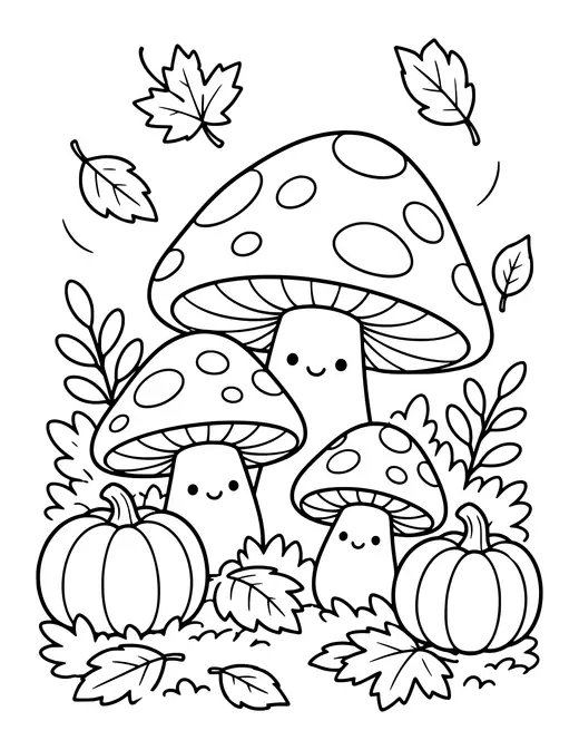 Mushrooms on the Forest Floor coloring page