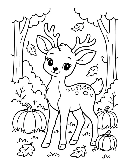 Deer in an Autumn Forest coloring page