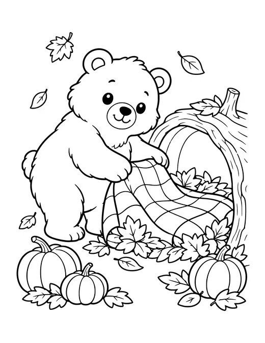 Bear Getting Ready to Hibernate coloring page