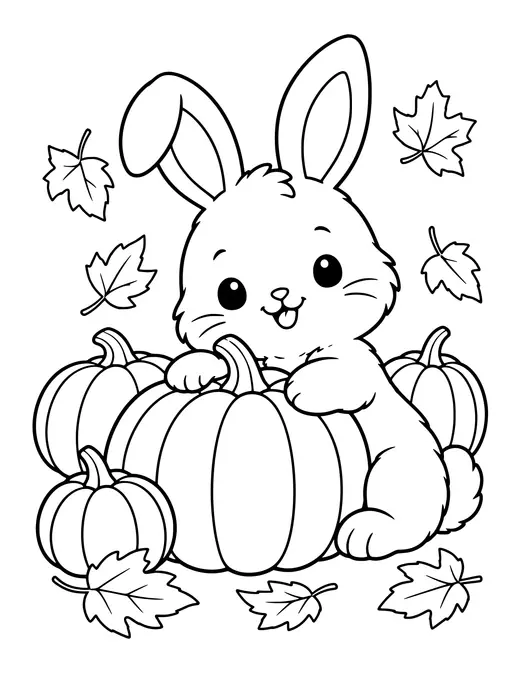 Bunny with a Pumpkin coloring page