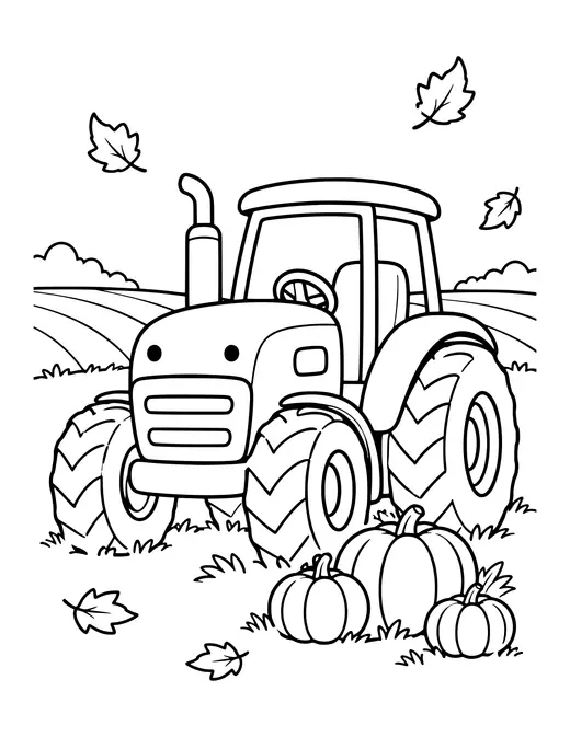 Tractor in the Harvest Field coloring page