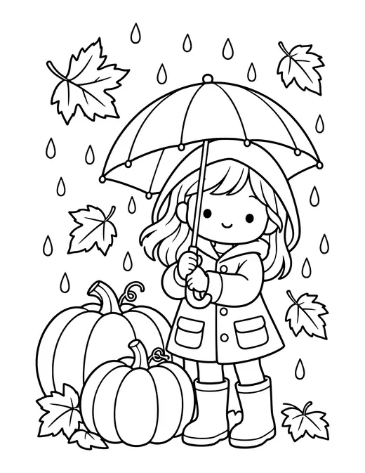 Autumn Rain coloring page