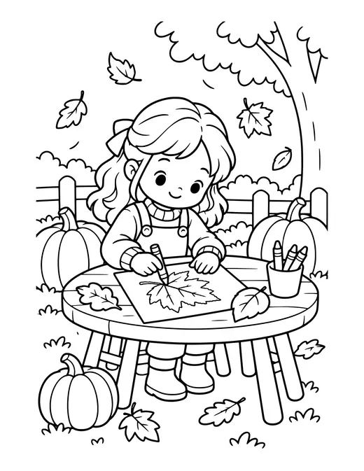 Leaf Rubbing Art coloring page