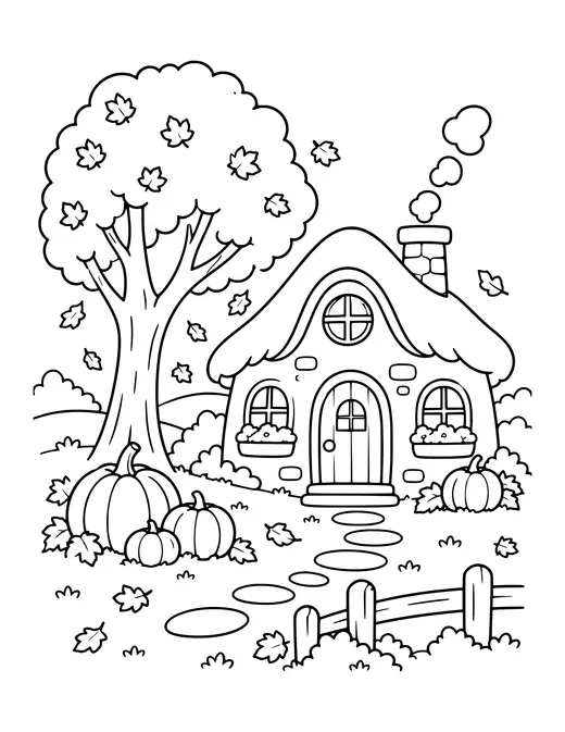 Autumn Village coloring page
