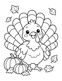 Turkey with Big Tail Feathers coloring page