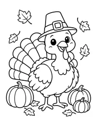 Turkey in a Pilgrim Hat coloring page